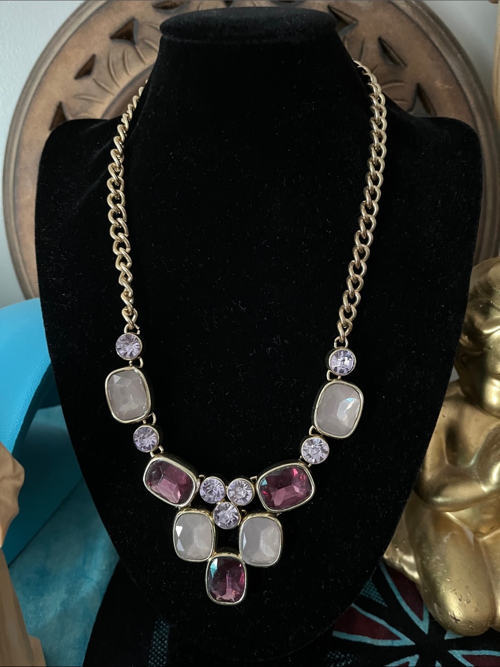 RARE 1950s Stunning TRIFARI Gold-Tone  & Deep Purple Faux Crystal/Rhinestones